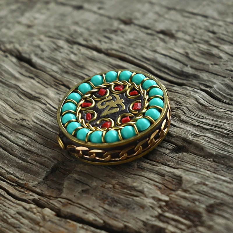 TZ-A15 Nepal Handmade Tibetan Colorful Clay Round Brass Buddhism DIY Beads To Make Jewelry Bracelets Six-Word Mantra ॐ OM | Украшения и