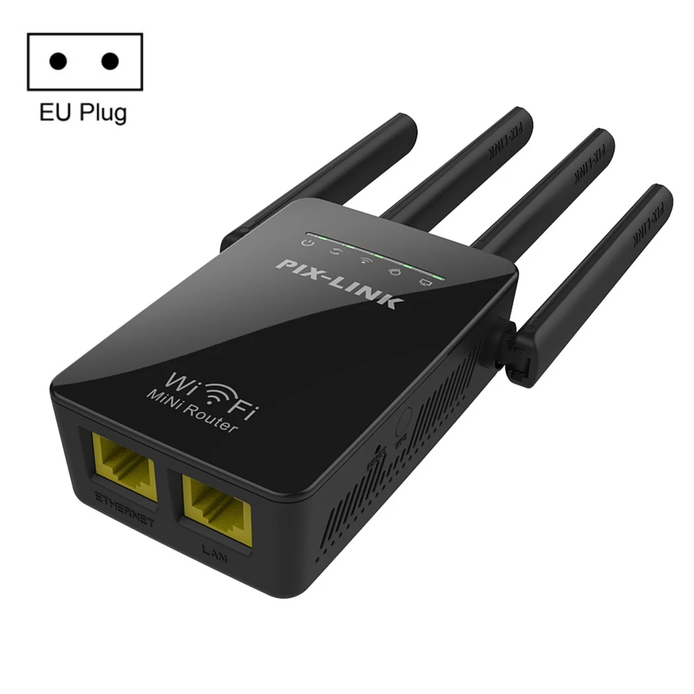 300Mbps Wireless WIFI Repeater Booster Extender WIFI Router Home Network 802.11b/g/n RJ45 2 Ports Wilreless-N Wi-fi - Color: Black