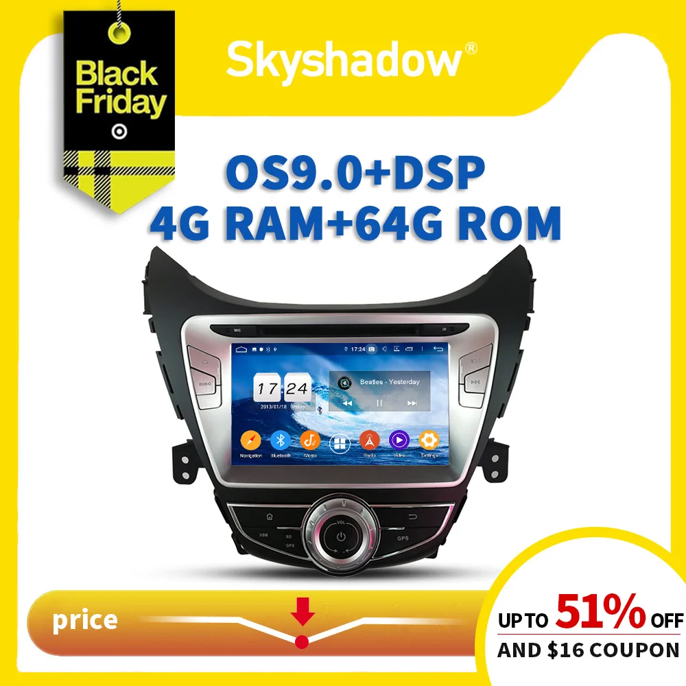 IPS DSP Android 10 0 4 Гб 64 ROM автомобильный dvd-плеер Wifi 4G Bluetooth радио GPS карта для Hyundai Elantra