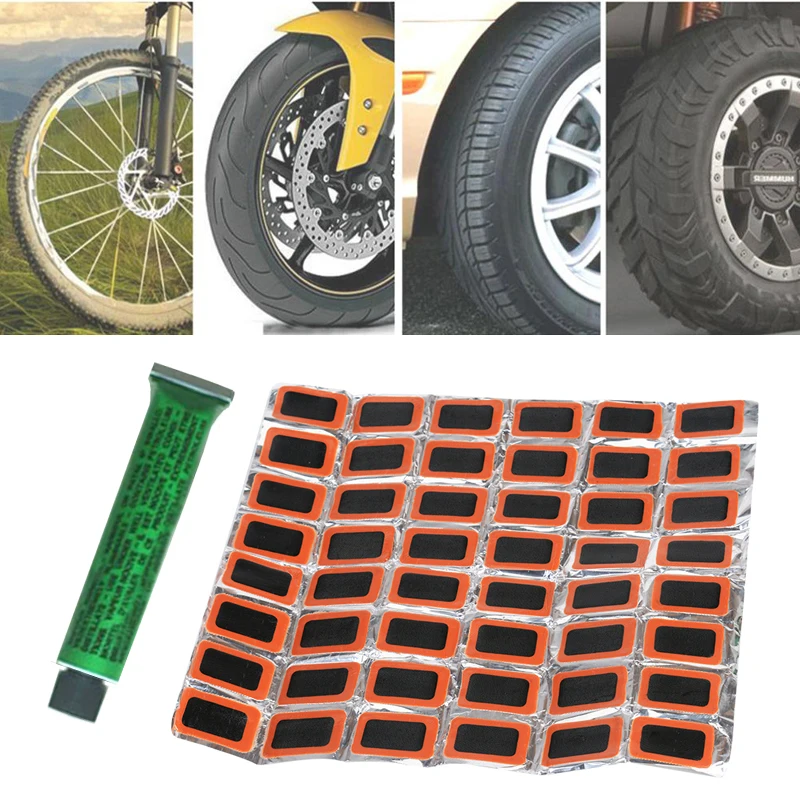 Практичные патчи Fix Tire 48 шт./компл. Велоспорт на открытом воздухе ремонт велосипеда аварийный прокол прочный резиновый для выживания