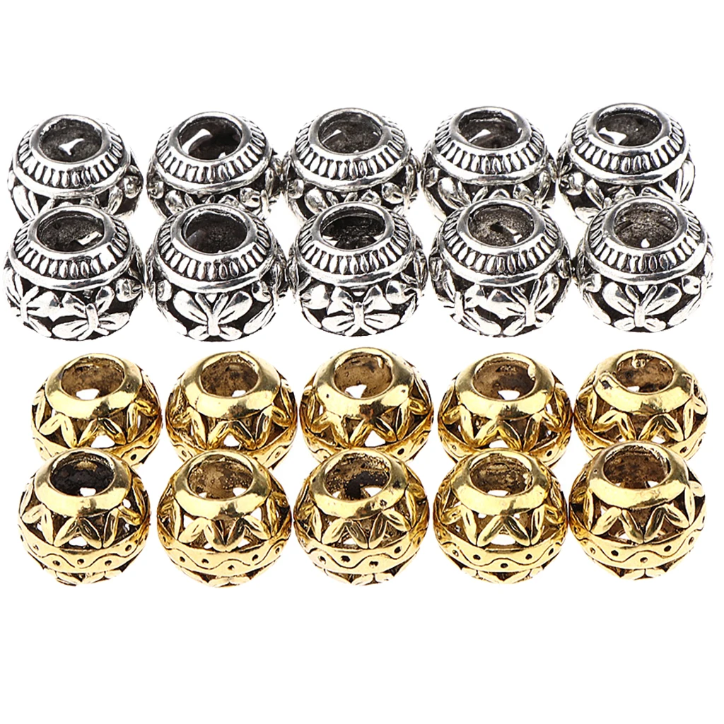 20Pcs Metal Spacer Bead Tubes Dreadlocks Beads Hair Braiding Jewelry Hair Beard Decoration DIY Accessories, Hippie Style