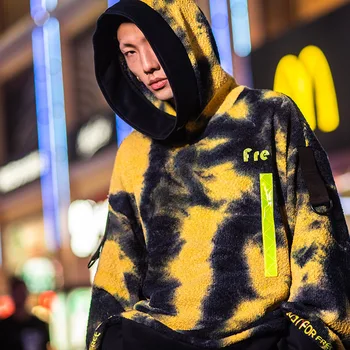 

UNCLEDONJM Tie Dyed Hoodies Men Japanese Streetwear Hip Hop Fleece Hoodies 2019 Autumn Korean Oversized Sweatshirts Hooded Thick