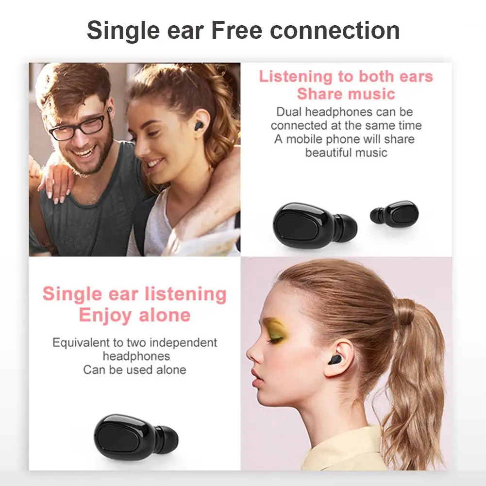 In ear wireless Bluetooth communication earplugs and ear hanging stereo headphones sports intelligent noise reduction headphones