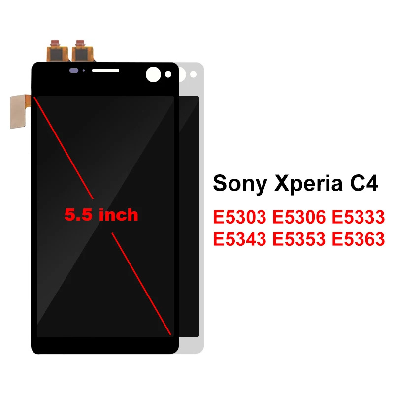 Для sony Xperia C4 дисплей E5303 E5353 E5333 ЖК-дисплей кодирующий преобразователь сенсорного экрана в сборе Запчасти 5,5"