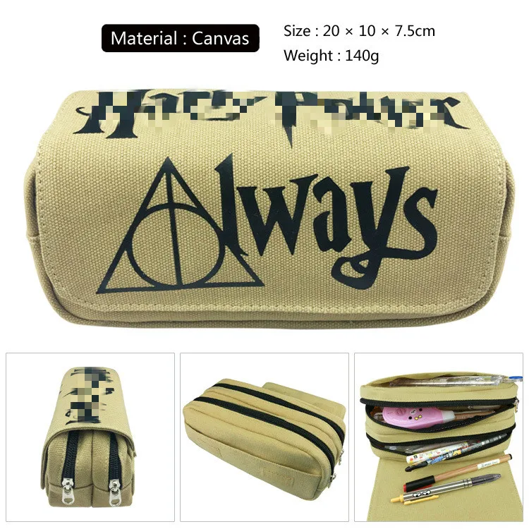 

Boy Girl Student Pencil Case Potter Cosplay Props Magic School Zipper Pen Bag Canvas High Quality Pencil Case Box