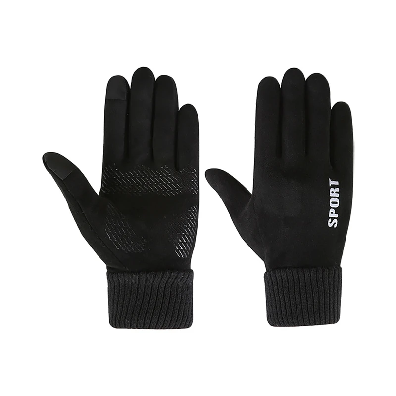 Женские перчатки для сенсорного экрана замшевые зимние теплые бархатные утолщенные противоскользящие ветрозащитные уличные Спортивные Перчатки для фитнеса варежки A40