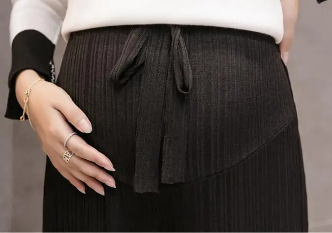 Однотонные брюки с однотонной шнуровкой и высокой талией для беременных свободные штаны для беременных