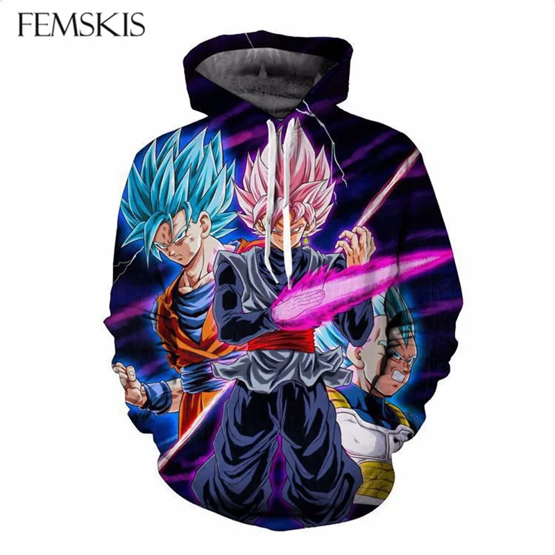 

FEMSKIS Print Men's Women's Hoodies Dragon Ball Super Saiyan 3D Printed Hoodys Fashion Long Sleeve Hoodie Pullover Sweatshirts