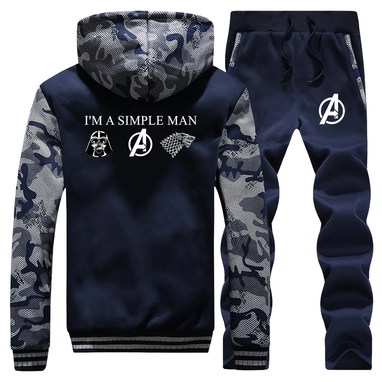 Clothing Men's Casual Fashion Jacket Pullover Cotton Men tracksuit Hoodies Outerwear+ Sport Pants Winter Men Set