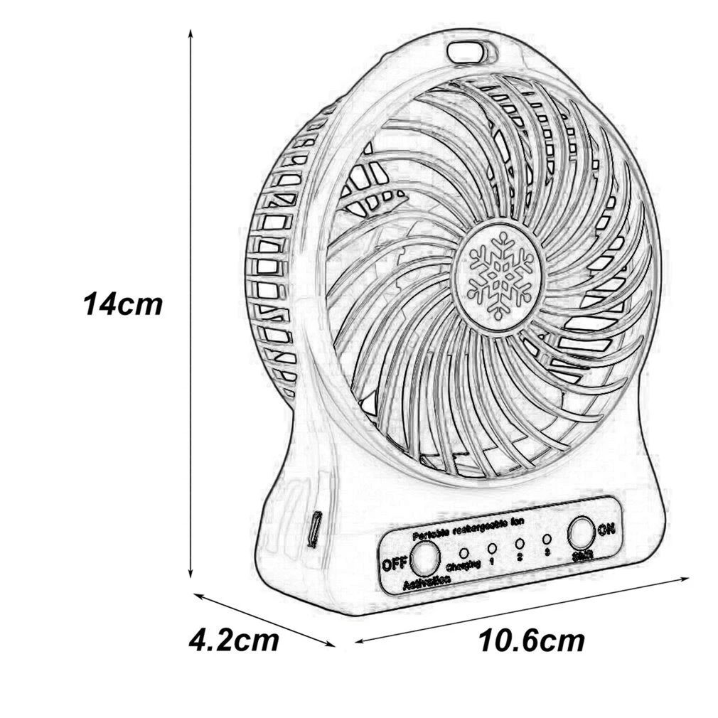 Портативный мини-usb Вентилятор cooler Перезаряжаемые 4-дюймовый 3 Скорость портативный usb-вентилятор с 18650 литий-ионный аккумулятор Батарея