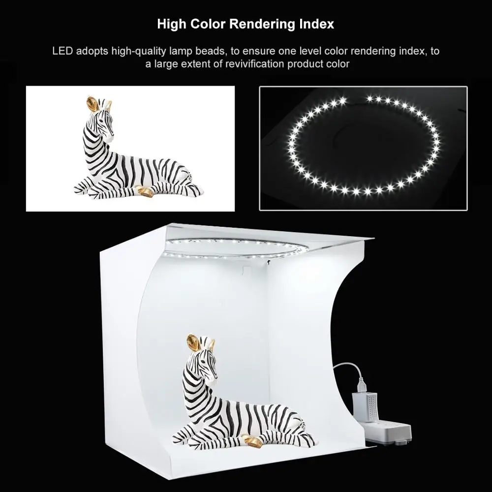 Anel de Luz Caixa de Luz para Fotografia Caixa de Luz Cenário de 6 Luz de Estúdio Kit de Sessão de Fotos de Esúdio Dobrável Puluz Softbox Cores 32x32cm - Image 3