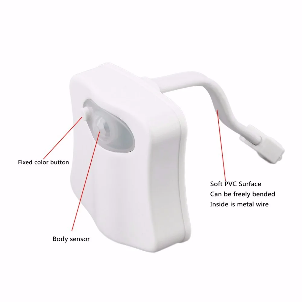 Smart PIR Motion Sensor Toilet Seat Night Light 8 Colors Waterproof Backlight For Toilet Bowl LED Luminaria Lamp WC Toilet Light