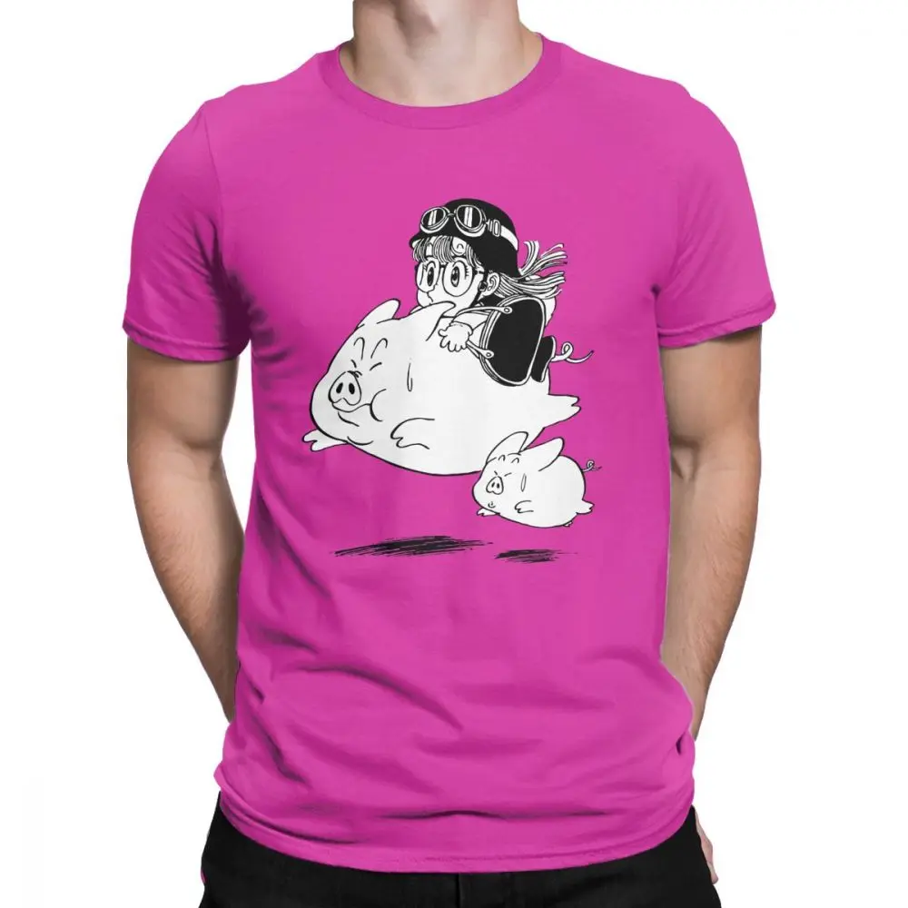 Arale Pigs мужские футболки Dr Slump Toriyama Аниме Манга 90s милый робот 80s новинка футболка с коротким рукавом футболки хлопок - Цвет: Фуксия