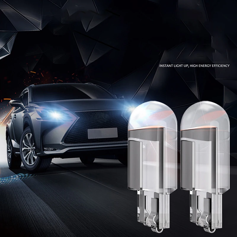 2pcs W5W 194 T10 Glass Housing Cob LED Car Bulb 6000K Lamp Dome Light White | Автомобили и мотоциклы
