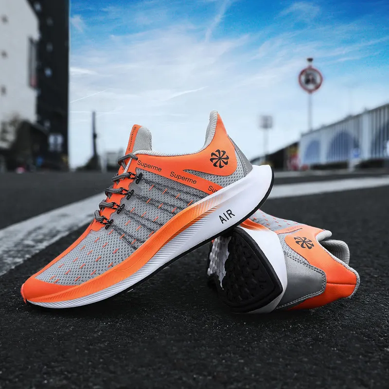 

Outdoor Autumn Orange Green Flyknit Lunar Running Shoes Men Marathon Athletic Shoes Breathable Bounce Light Running Sneakers Men