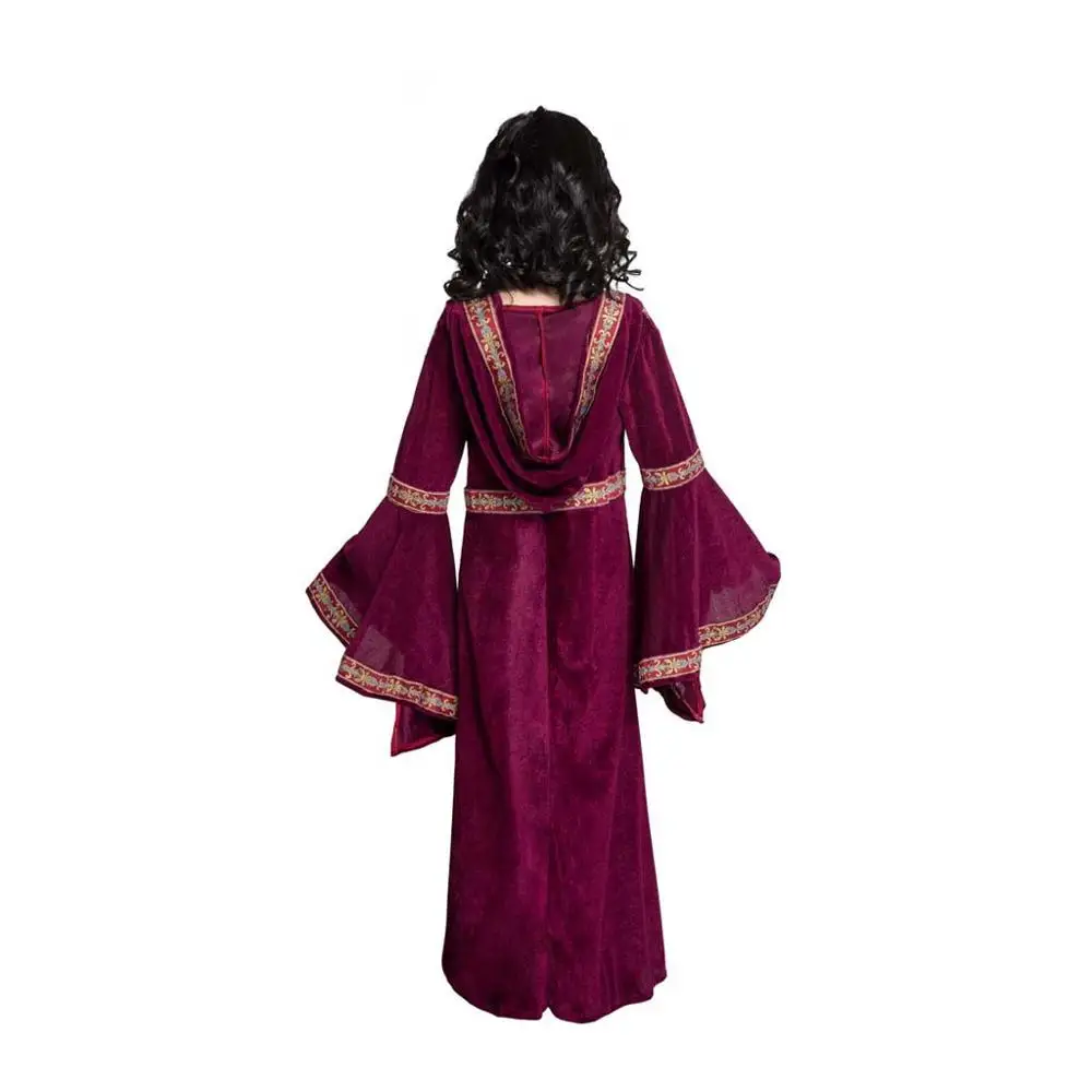 Cosplay Hooded Dress Fashion Girl Vintage Gothic Court Square Collar Patchwork Bow Dress@A