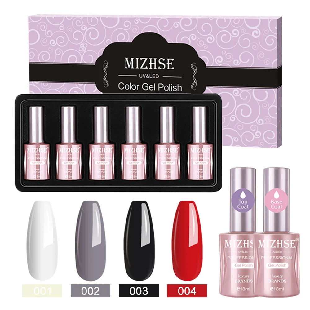 MA-C006-BOX MIZHSE Набор лаков для ногтей UV Vernis Полупостоянный праймер Топ и основа пальто для ногтей гибридный дизайн ногтей Белый Черный Гель Дизайн ногтей - Цвет: MA-C006-BOX