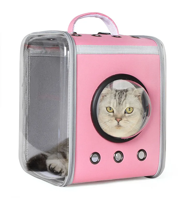 Breathable cat carrier backpack for traveling with small dogs and cats – portable and space capsule design