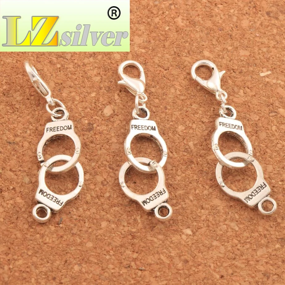 Handcuffs Freedom Lobster Claw Clasp Charm Beads 45.6x10.2mm 100PCS Zinc Alloy Bronze Jewelry DIY C243