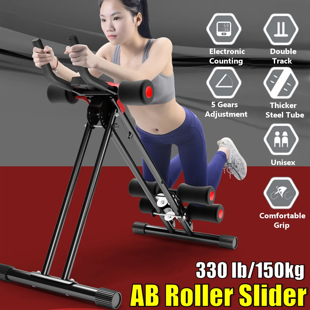 - AB Gliders Trainer Rail Cruncher Abdominal Roller LED Smart Device Lose Weight Machine Home Gym ABS Trainer Fitness Equipment