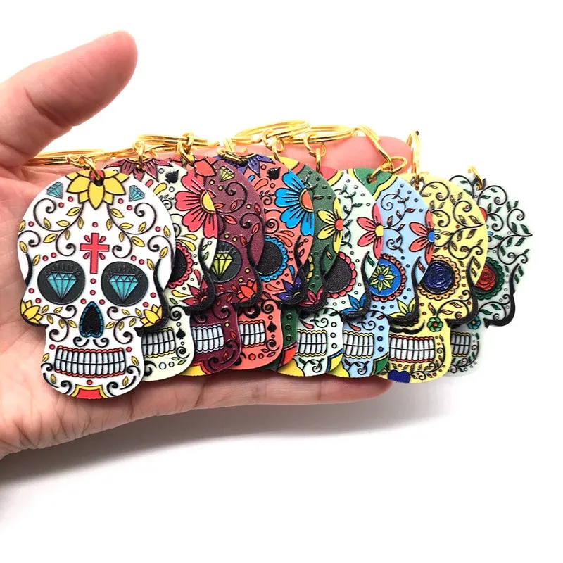 Сахарный Череп брелки Calavera Сладкая причудливая цепочка для ключей с черепом