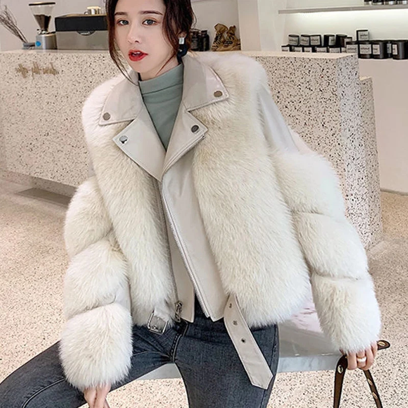 tentoonstelling Lichaam Overvloed Pop Luxe Korte Winterjas Vrouwen Uitloper Dikke Faux Vos Bontjas Pu Lederen  Jassen Warm Streetwear Jas|Namaakbont| - AliExpress