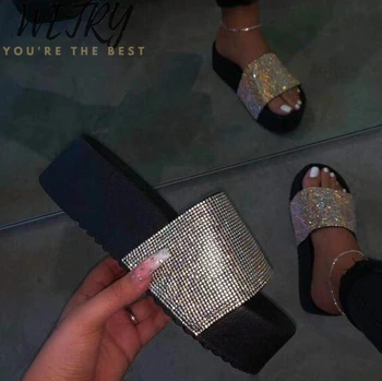 

Spring/summer/women waterproof platform thick bottom rhinestone slippers candy-colored beach sandals outdoor wild fashion ladies