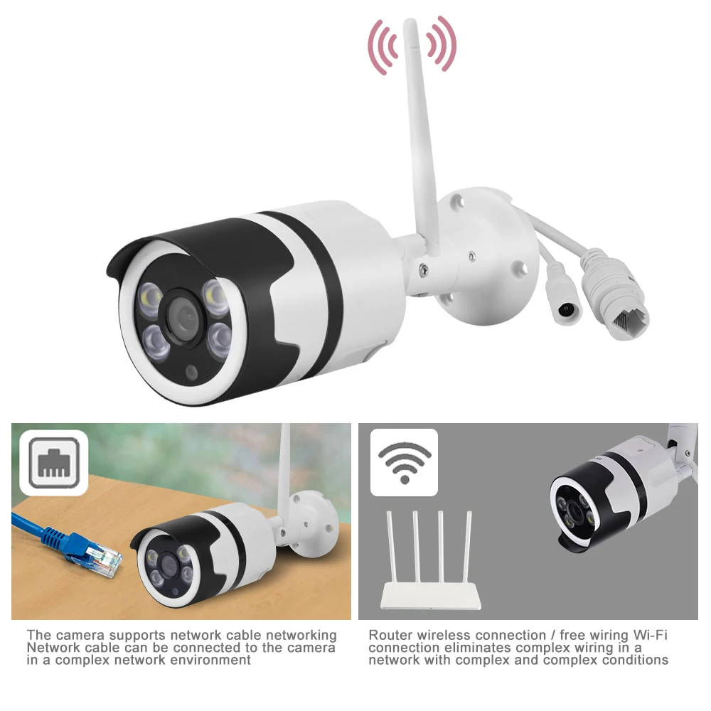 

1080P/720P Wireless IP Camera WiFi TF Card IR Night Vision CCTV Home Security Outdoor IR Night Version Waterproof Monitor