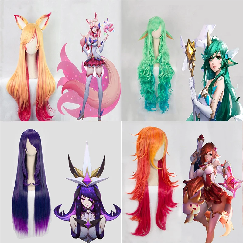 

Game LOL Cosplay Wig Star Guardian Miss Fortune Ahri Ezreal Soraka Syndra Cosplay Wig Synthetic Hair Wig Halloween Party Wigs