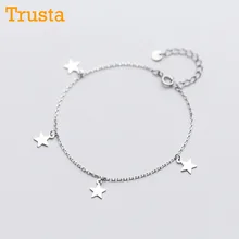 Trusta 925 пробы серебряные Модные женские ювелирные изделия 4 звезды браслет 16 см для подарка девушки леди дропшиппинг DS477