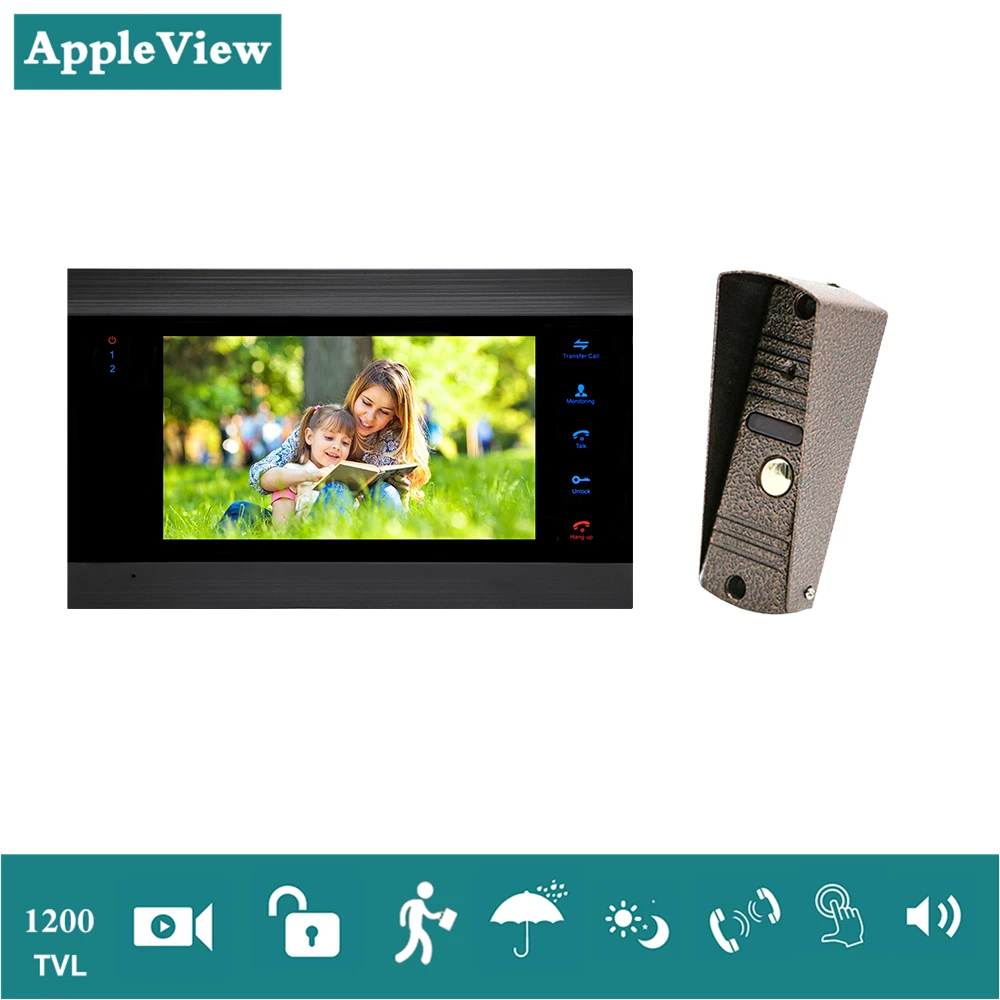 without CCTV camera Проводной видео домофон " ЖК монитор Запись 1200TVL дверной звонок 720P CCTV камера - Цвет: without CCTV camera
