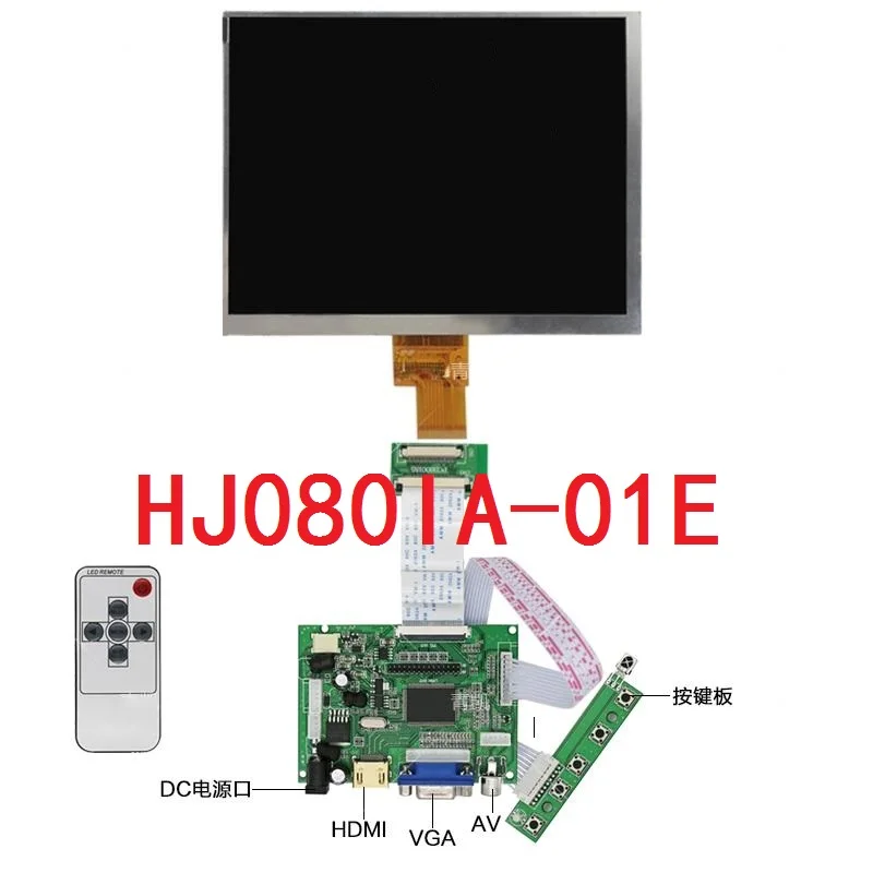 8 inch LCD Display Screen 1024*768 HJ080IA-01E N818 N818S Monitor Driver Board 2AV HDMI VGA For Raspberry Pi