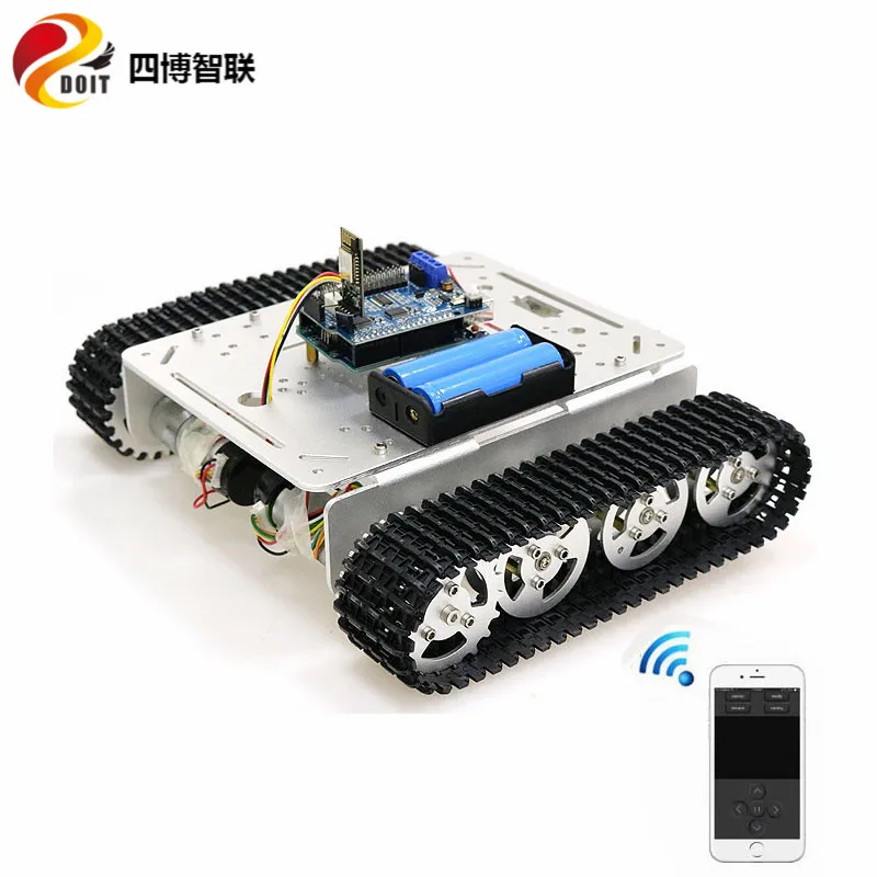 SZDOIT Wi-Fi/Bluetooth/ручка Управление T200 в металлическом корпусе Бак Комплект Ходовой Части RC Гусеничный Роботизированный развивающий "сделай сам" для Arduino 12V моторы