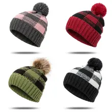 GROUP JUMP новая клетчатая вязаная шапка для женщин зимняя шапка Skullies теплая шапка Гравити Фолз Pom Gorros женская шапка