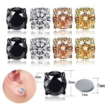 

1pcs No Piercing Zircon Magnetic Stud Earings For Women Men Kids No Hole Crystal Ear Studs Jewelry Magnet Earring New