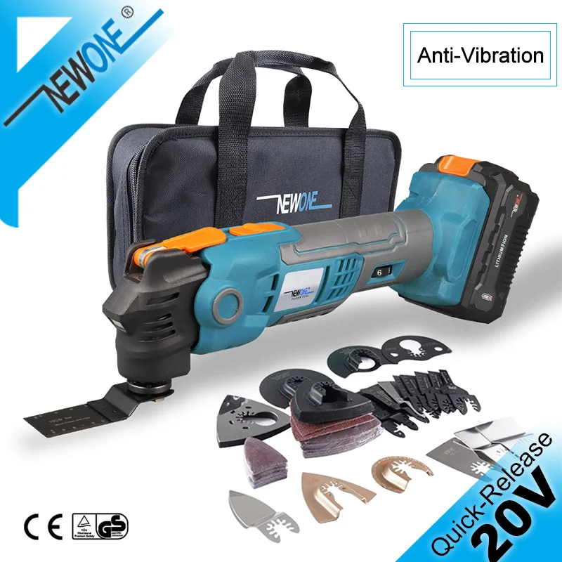 20V Quick-Release Oscillating Multitool Anti-Vibration Variable Speed Trimmer Renovator Electric Saw With Saw Blades Kit NEWONE