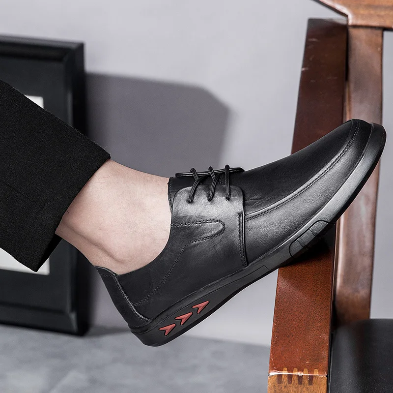 

fashion men genuine leather lace-up casual shoes outdoor breathable trend shoes cool loafers flats shoes Autumn Shoes Moccasins