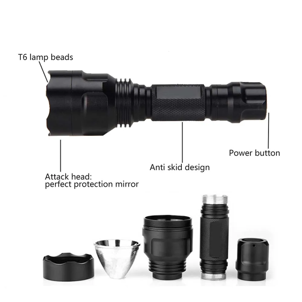 Портативный C8 CREE XM-L T6 белый/зеленый/красный светодиодный тактический фонарь 18650 аккумулятор фонарь для охоты высокого качества luz