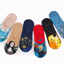 3d печать на холсте, Носки для мужчин и женщин хлопок harajuku стиль известного носки с живописью "Ван Гог", "Мона Лиза да Винчи забавные Носки Винтаж