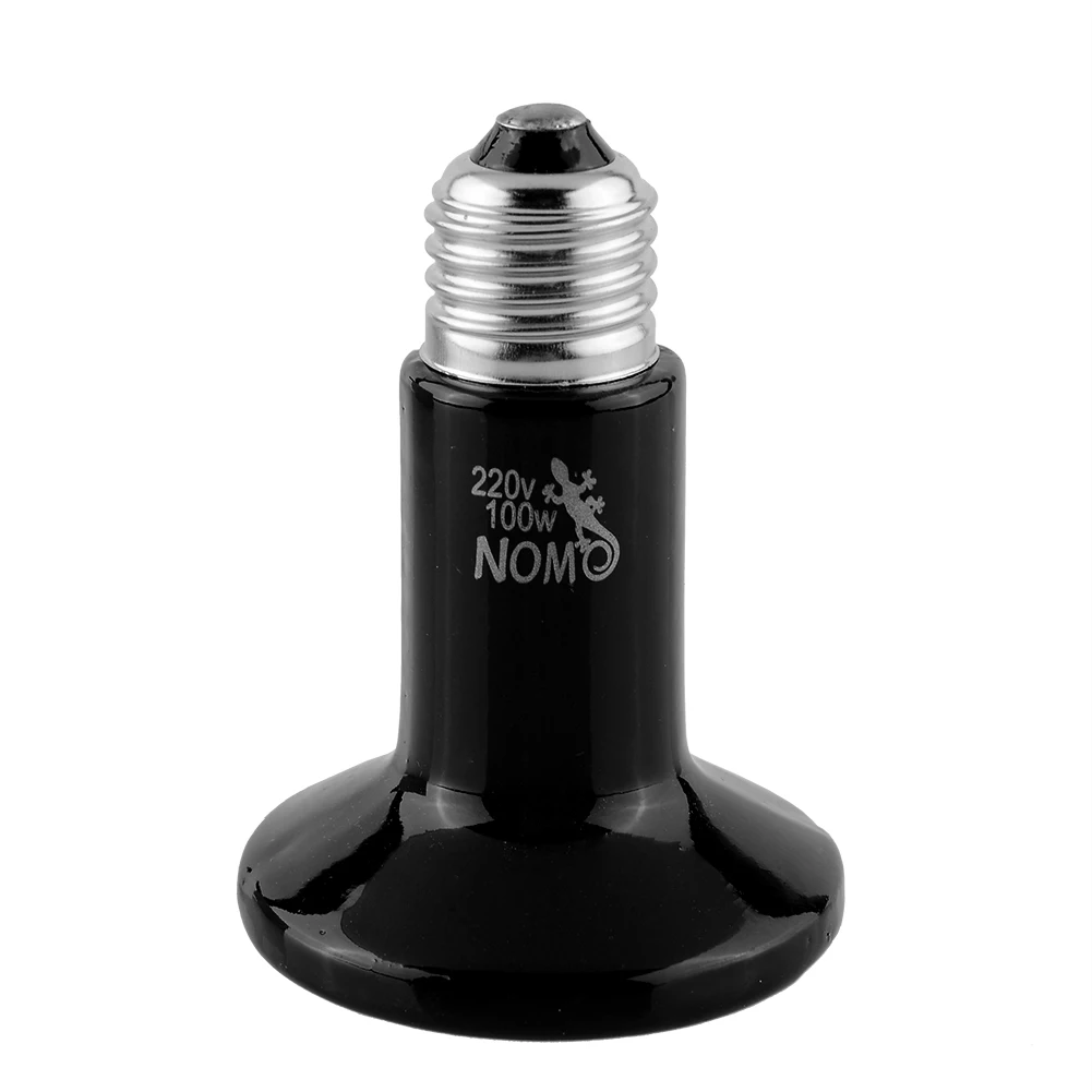 Black Infrared Ceramic Heat Lamp Bulb Light for Reptile Lizard Pet 100W