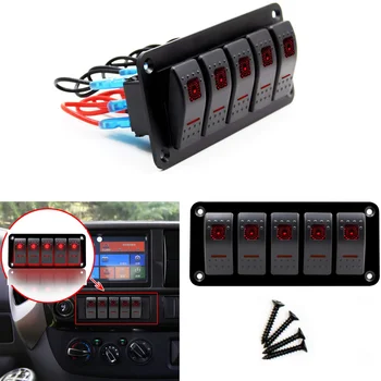 

12V/24V LED Rocker Switch Panel for Car RV Marine Boat Truck Caravan Car Socket Circuit Breaker Toggle Switch Panel