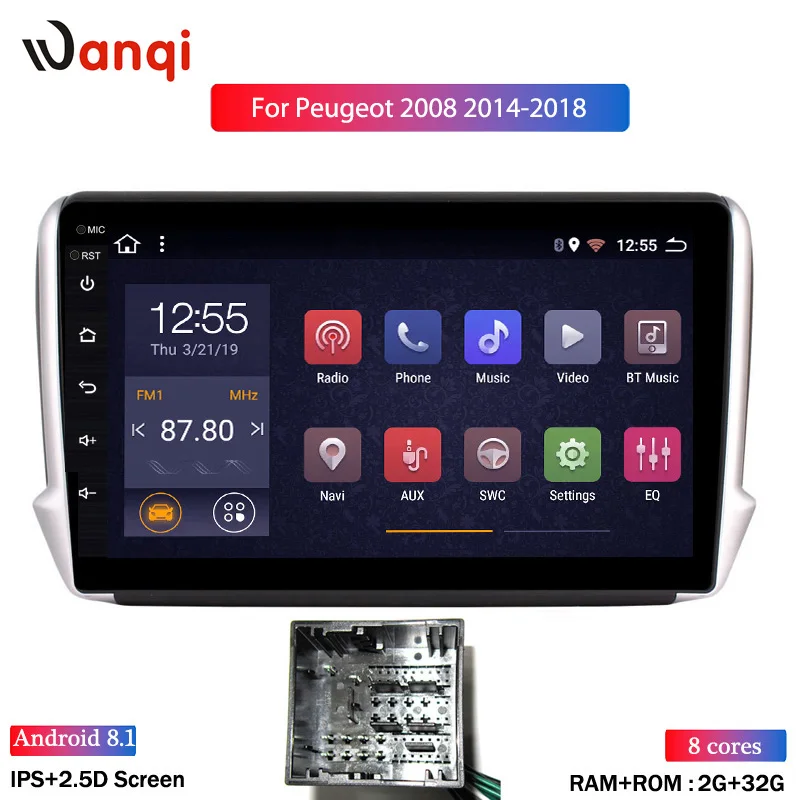 2G ram 32G rom 10,1 дюймов Android 8,1 Автомобильный gps Мультимедиа для peugeot 2008 208 серии- навигационный плеер - Цвет: Eight cores