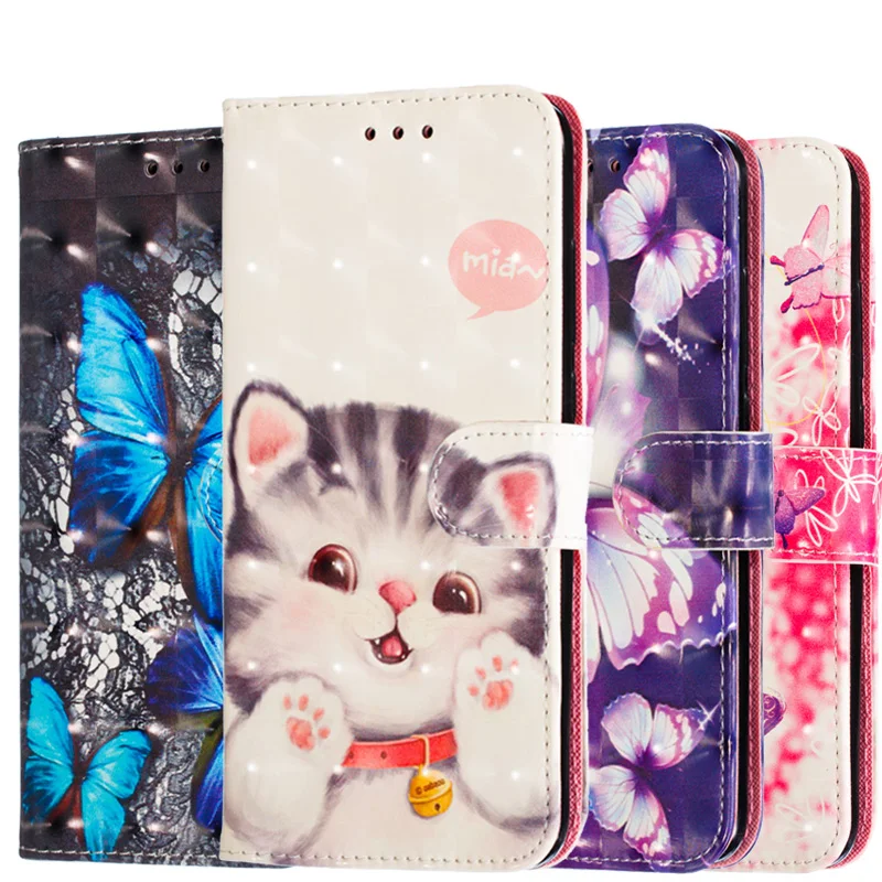 Модный кожаный чехол-бумажник с 3D кошкой для Xiao mi Red mi Note 7 6 Pro 6 6A 7 7A K20 Pro откидная крышка для mi 9 SE A3 Lite CC9 CC9E чехол s
