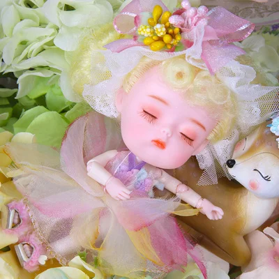 Dream Fairy 1/12 BJD кукла Додо кукла ob11 14 см мини-кукла 26 шарнир тела милый детский подарок игрушка Ангел сюрприз кукла - Цвет: Lotus