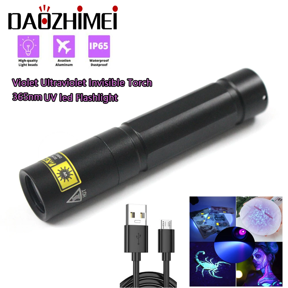 UV Flashlight Black Light 365 nm Ultraviolet Torch Blacklight Detector for Dry Pets Urine&ampPet Stains&ampBed Bug use 18650 battery |
