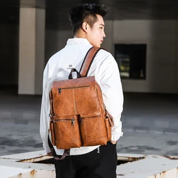 YILIAN Fashion leisure senior leather backpack men large capacity computer business multifunctional shoulders