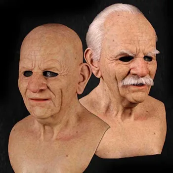 

Realistic Halloween Old Man Mask Latex Human Wrinkle Face Mask Cosplay Props for Teens and Adults Creative