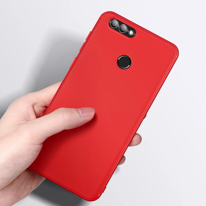 Red Sof силиконовый бампер чехол для Huawei Y7 Prime Honor 7C чехол на Honor 7c 5,99 ''тонкий защитный тонкий корпус Coque мягкий чехол - Цвет: Red