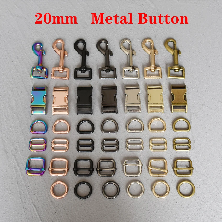 

20mm 100 Pieces Metal Adjustable D Ring Snap Hook Belt Buckle For Backpacks shoes Bag Leash Dog Collar Buckles DIY Accessories