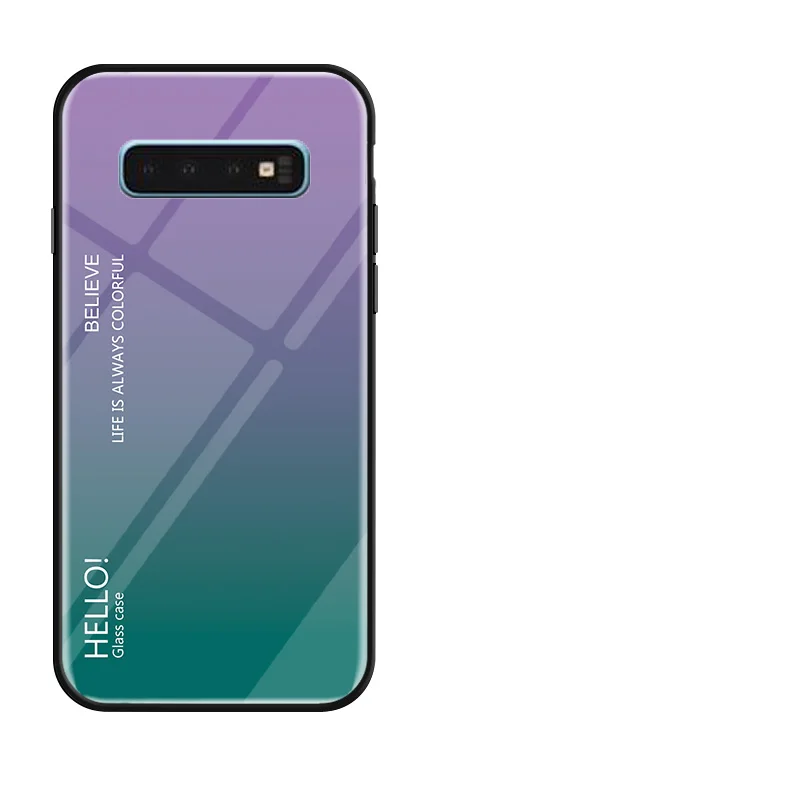 Светло-фиолетовый Градиентный Сменный стеклянный чехол для телефона samsung Galaxy S10 Plus SM G970, полная защита, Бампер для samsung S10 5G S10e, чехол для телефона - Цвет: Светло-фиолетовый